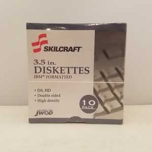 SKILCRAFT 3.5 Inch Diskettes 10 Pack IBM Formatted DS, HD 🆕SEALED